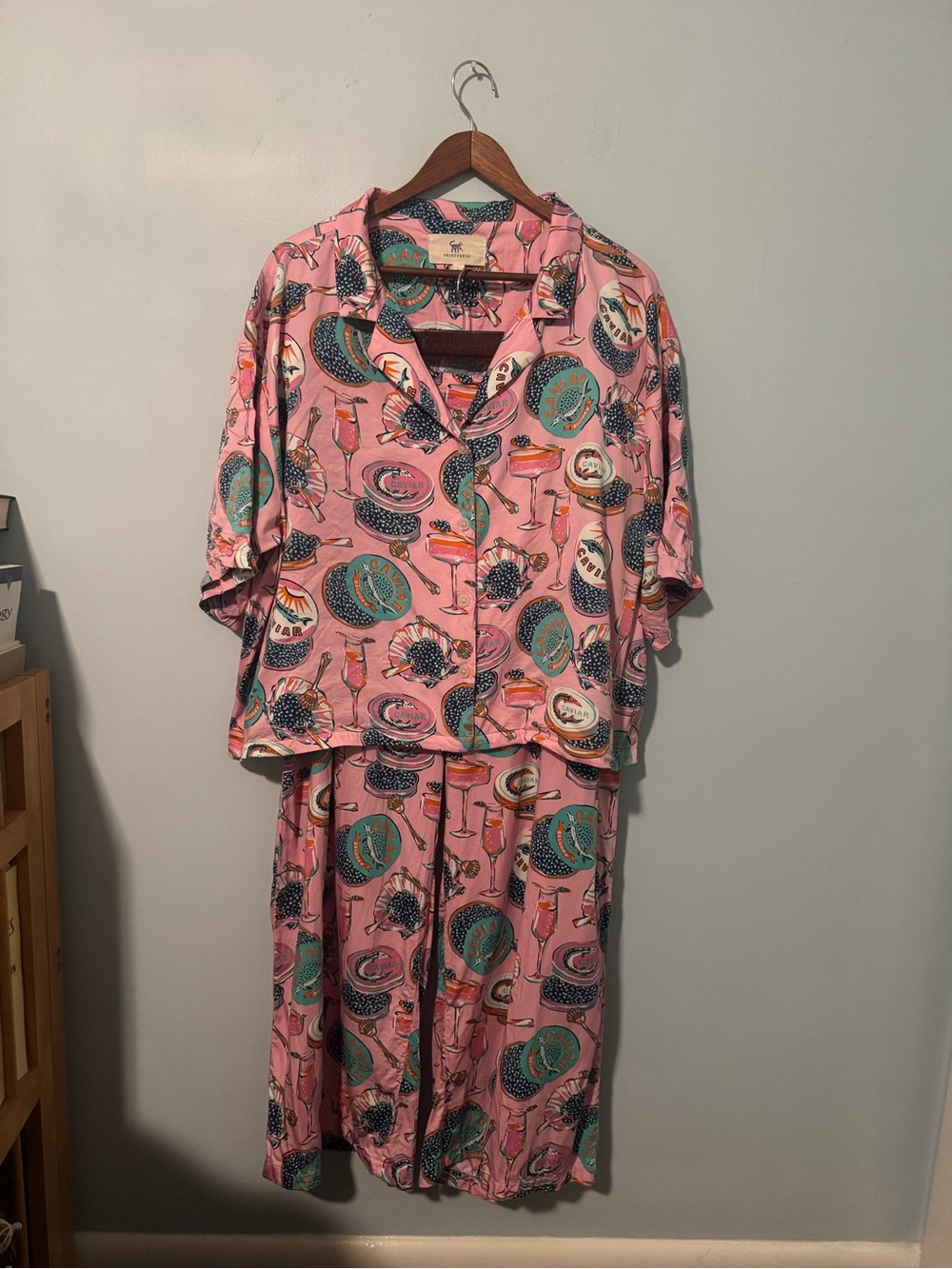 Printfresh Wildest Dreams Satin Pajamas Champagne and Caviar in Blush XL - Picture 2 of 2
